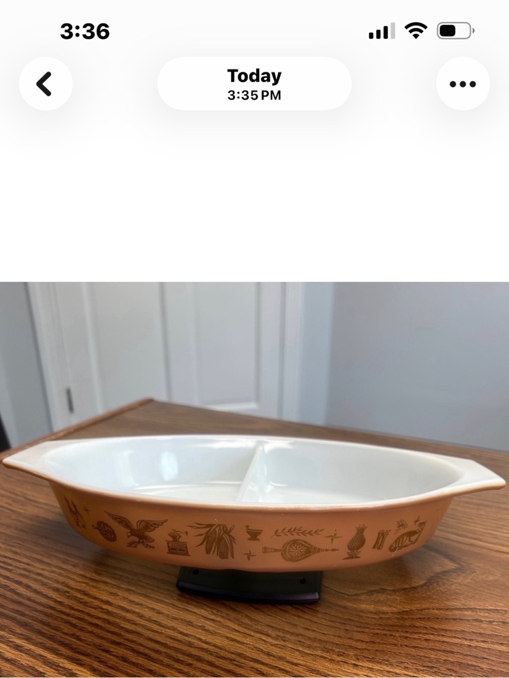 VTG Pyrex No. 34 Early American 1.5 Qt Divided Dish • 1960s Ovenware Made in USA